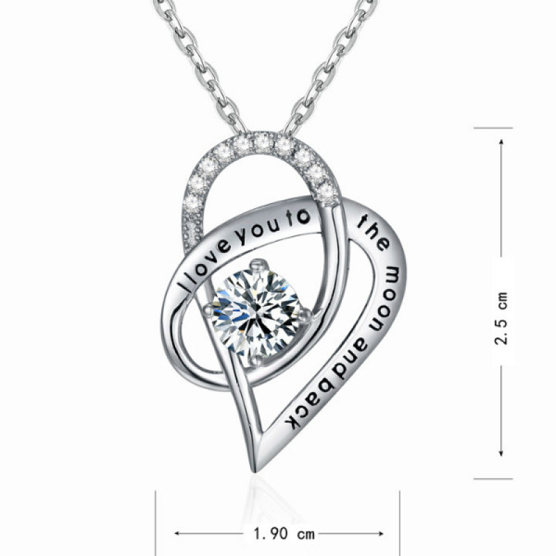 I Love You To The Moon and Back Heart Necklace Sterling silver heart necklace with I Love You To The Moon and Back message
