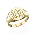 Gold-Plated Engraved Monogram Signet Ring Gold-plated engraved monogram signet ring