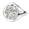 Custom family crest signet ring for engraved coat of arms design