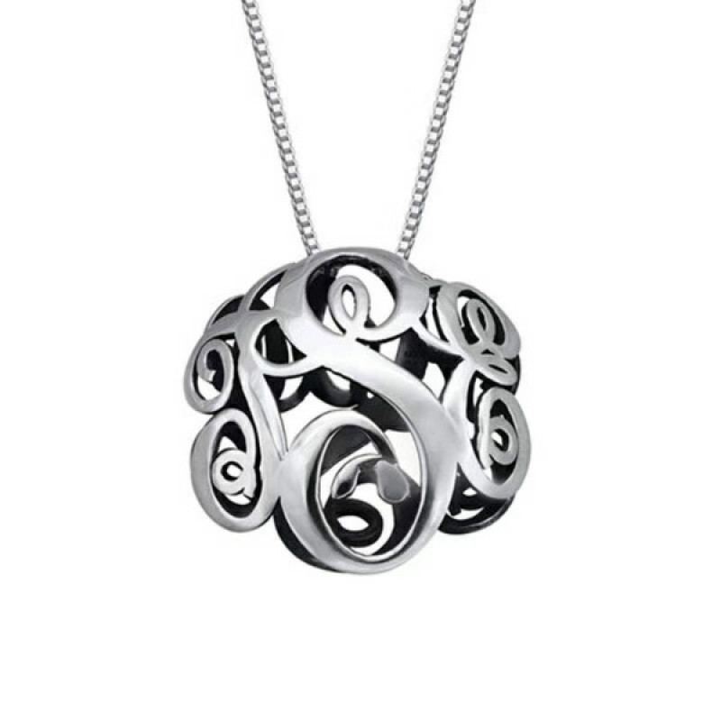 Double monogram caged necklace with personalised initials