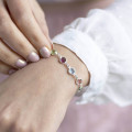 Personalised family birthstone link bracelet with Swarovski crystal stones
