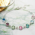 Personalised family birthstone link bracelet with Swarovski crystal stones