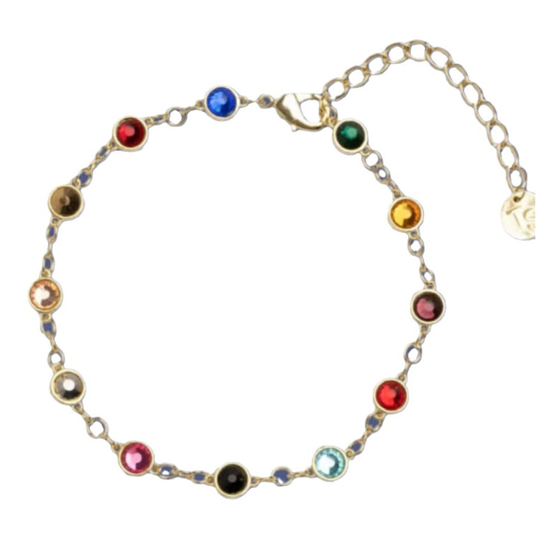 Personalised family birthstone link bracelet with Swarovski crystal stones