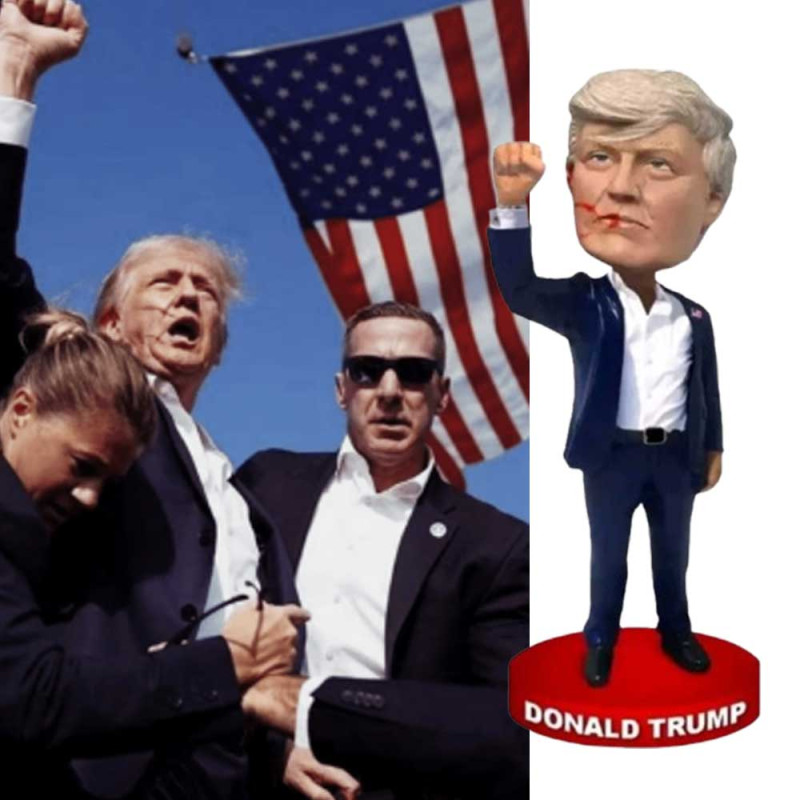 Donald Trump MAGA Bobblehead – 7-Inch Resin Collectible Donald Trump MAGA bobblehead with a raised fist-pumping pose