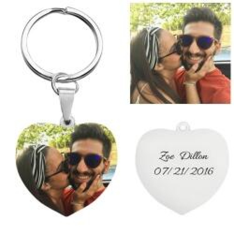 Personalised Heart Photo Keyring Personalised heart-shaped coloured photo keyring