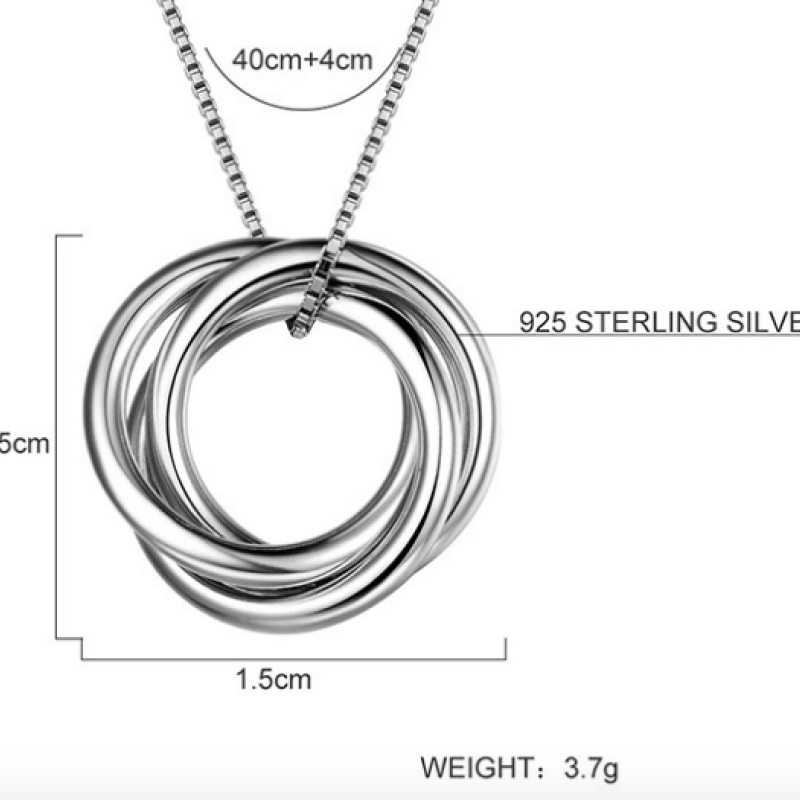 30th Birthday Three Rings Russian Ring Necklace Three-ring Russian ring necklace on a silver chain