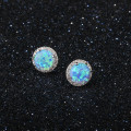 Cultured Blue Opal Stud Earrings in Sterling Silver Round cultured blue opal stud earrings in sterling silver
