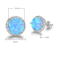 Cultured Blue Opal Stud Earrings in Sterling Silver Round cultured blue opal stud earrings in sterling silver
