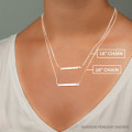 Personalised silver bar necklace with engraved text and icon detail