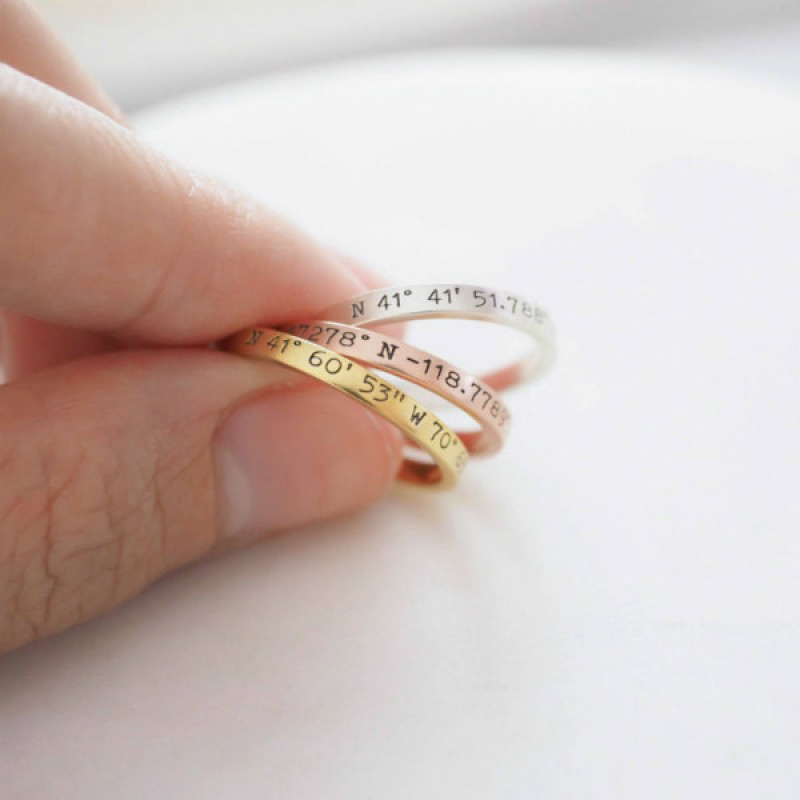 Personalised Birthstone Stackable Name Ring Personalised stackable name ring with inset birthstone detail