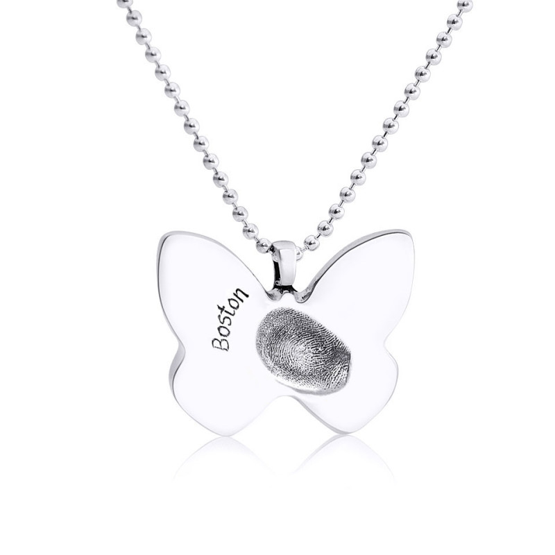 925 Sterling Silver Fingerprint Butterfly Pendant 925 sterling silver fingerprint butterfly pendant