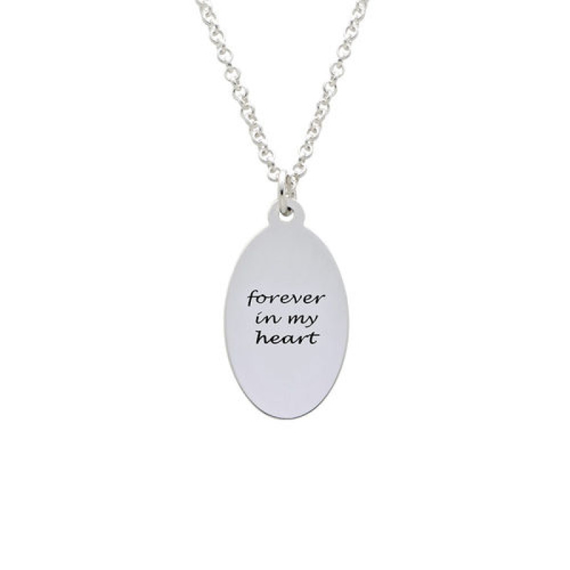 Fingerprint oval necklace with a personalised silver teardrop pendant