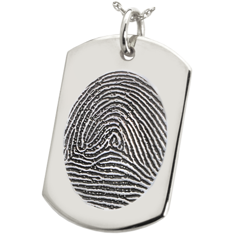 Sterling Silver Fingerprint Dog Tag Necklace Sterling silver fingerprint dog tag necklace