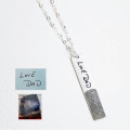 Sterling silver fingerprint bar necklace with signature engraving
