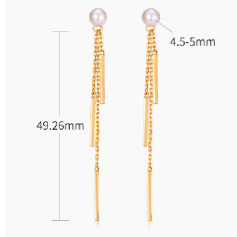 Gold Plated Sterling Silver Pearl Tassel Earrings Gold-plated sterling silver tassel drop earrings with natural pearl