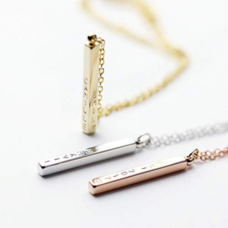 Personalized Vertical Bar Necklace Personalized long vertical bar necklace