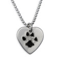 Custom Pet Paw Print Engraved Heart Necklace Custom pet paw print engraved heart necklace in sterling silver