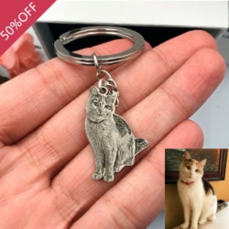 Personalized Pet Photo Keyring Personalized sterling silver pet photo keyring keepsake