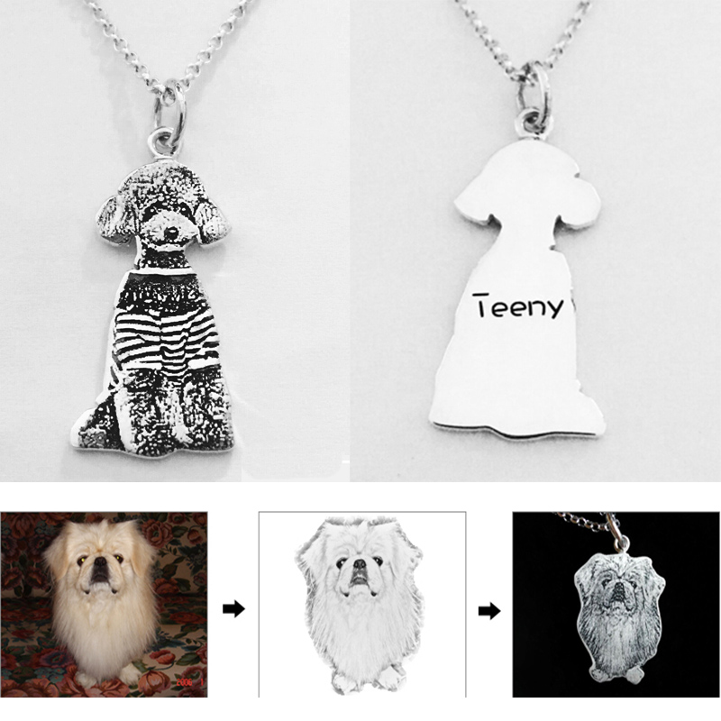 Personalised sterling silver pet photo memorial necklace