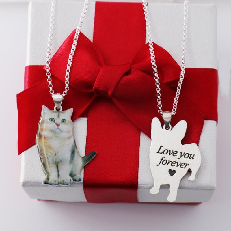 Personalised sterling silver pet photo necklace