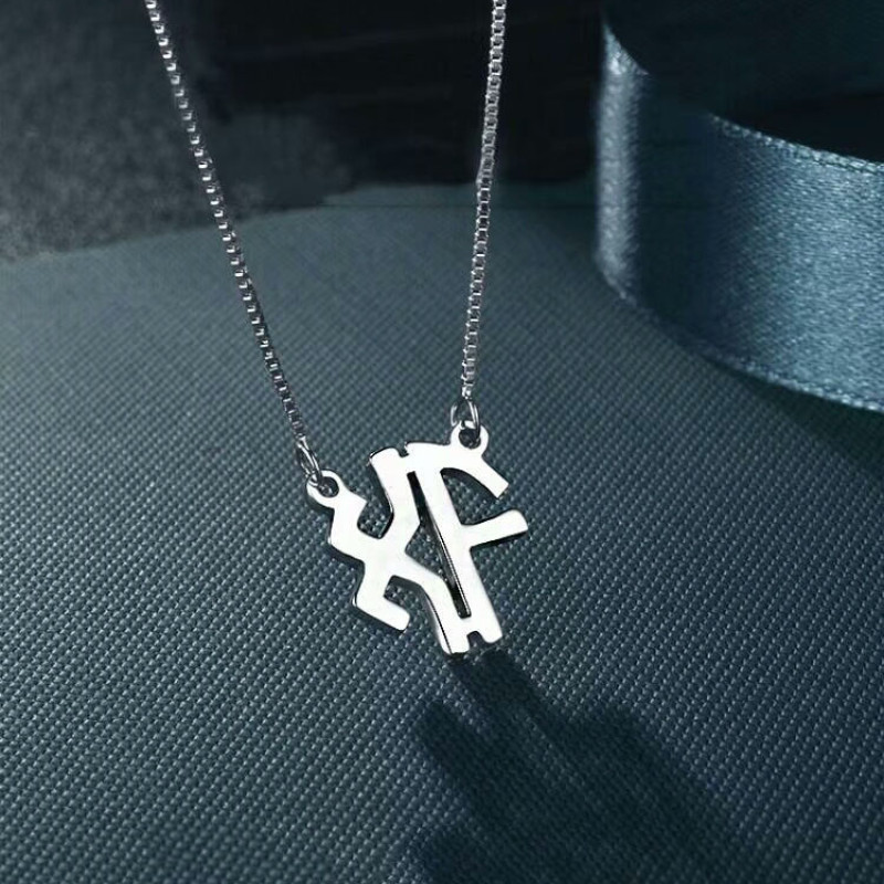 Personalised round monogram initial pendant necklace