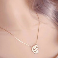 Round cut-out monogram initial necklace