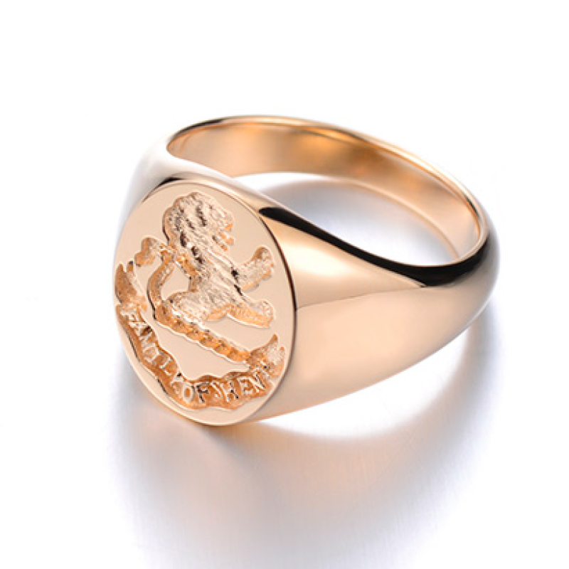 Family Crest Signet Ring in Gold Plated Sterling Silver Personalised family crest signet ring in gold plated sterling silver