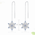 Sterling Silver Snowflake Drop Earrings Long sterling silver snowflake drop earrings