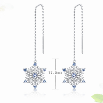 Sterling Silver Drop Earrings Snow Flake Long Earrings Sterling Silver Drop Earrings Snow Flake Long Earrings