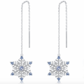 Sterling Silver Snowflake Drop Earrings Long sterling silver snowflake drop earrings