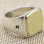 Solid Sterling Silver Square Signet Ring With Gold Brushed Surface Effect