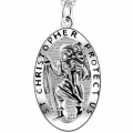 Personalised men's St Christopher silver necklace