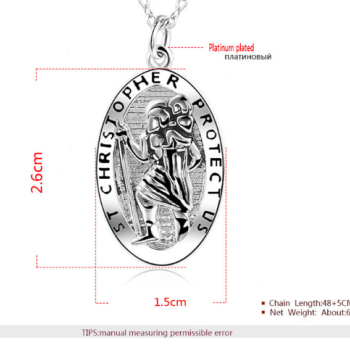 Personalised Mens St Christopher Silver Necklace Personalised Mens St Christopher Silver Necklace