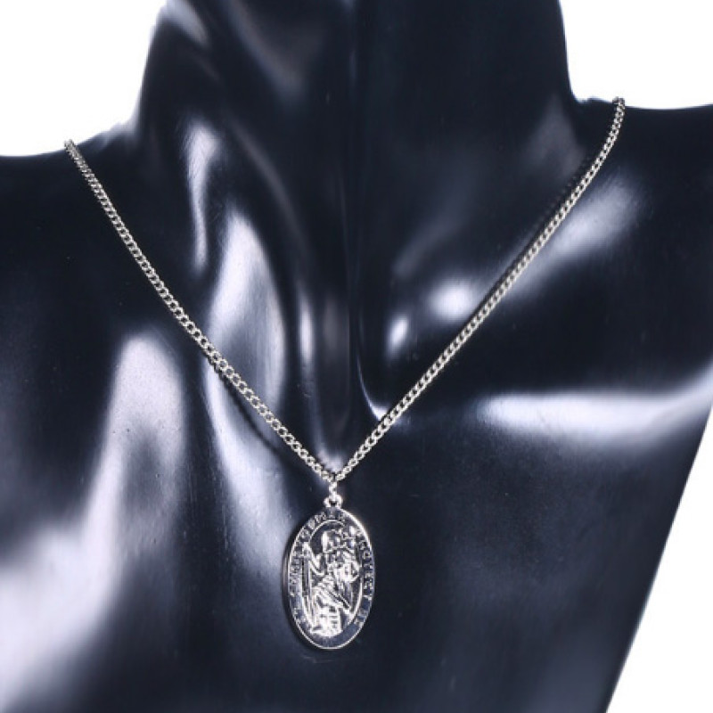 Personalised men's St Christopher silver necklace