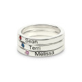 Personalised Birthstone Stackable Name Ring Personalised stackable name ring with inset birthstone detail