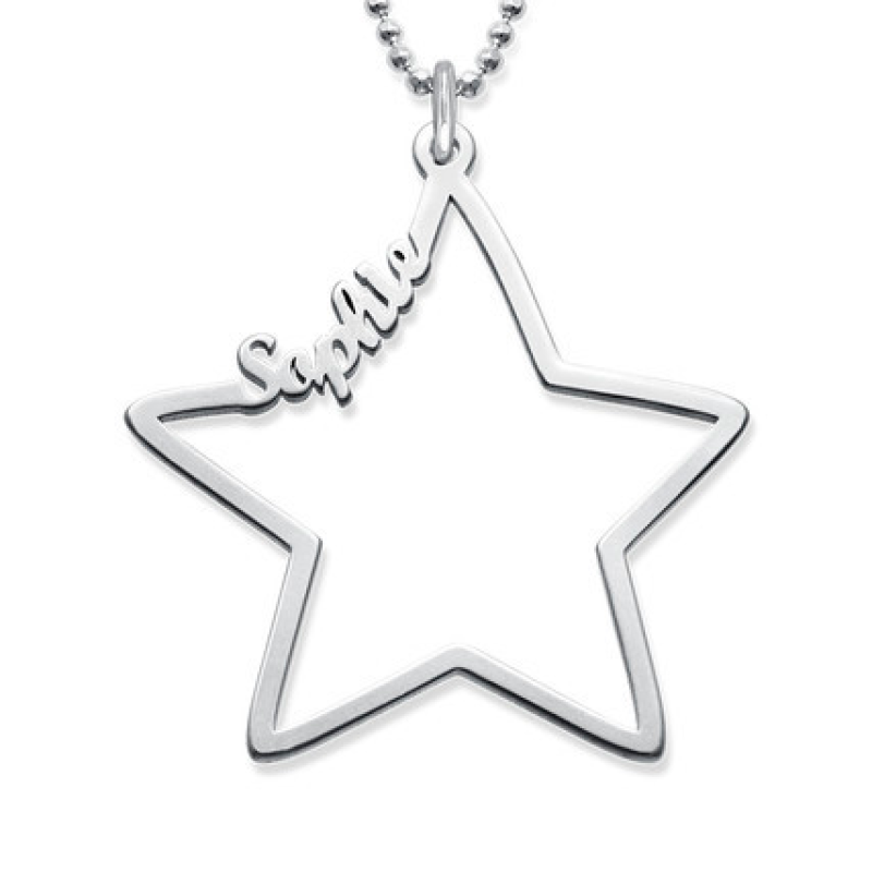 Personalised Star Name Necklace in star script lettering