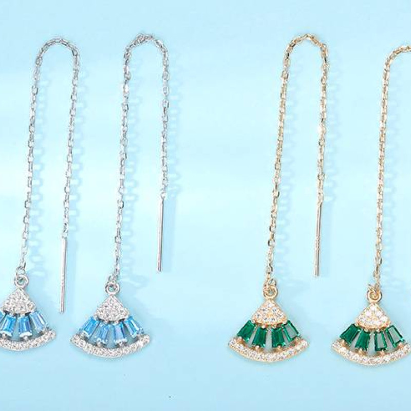 Tassel fan drop earrings in sterling silver and gold-plated silver