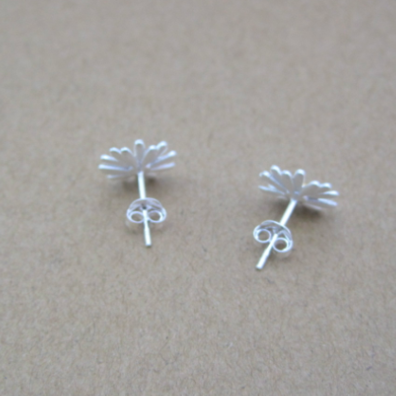 Dainty Sterling Silver Sunflower Earrings Dainty sunflower earrings with silver petals and yellow gold-plated centres