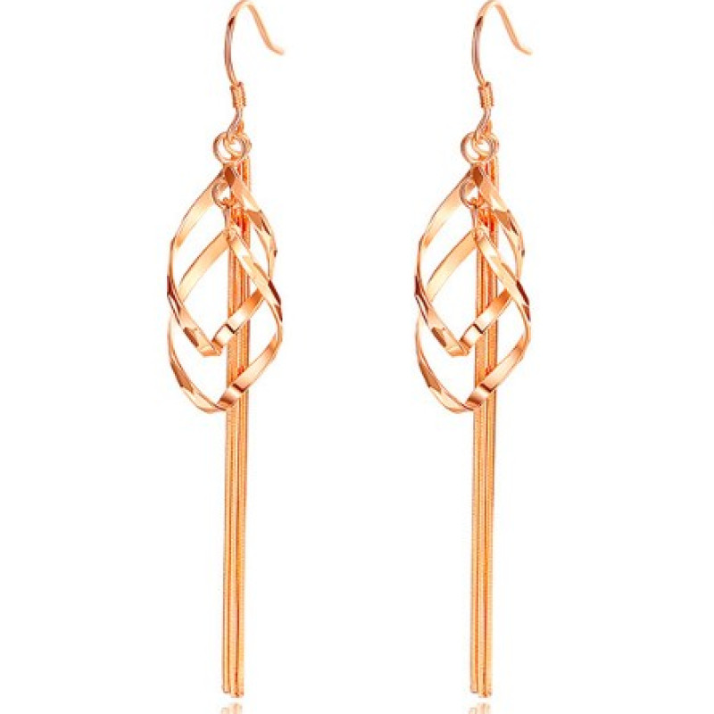 Long tassel drop earrings with geometric pendants