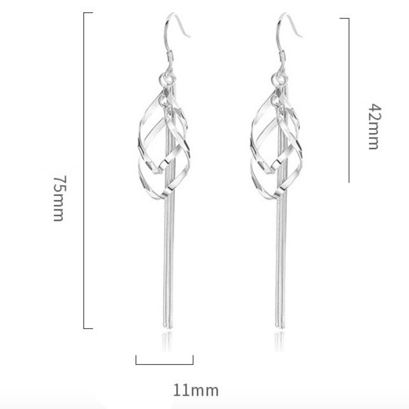 Long tassel drop earrings with geometric pendants