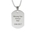 Engraved Dog Tag Necklace Back Back of an engraved dog tag necklace
