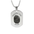 Inked fingerprint dog tag necklace with personalised fingerprint engraving