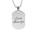 Inked Fingerprint Dog Tag Necklace with signature engraving