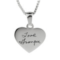Heart Pendant Signature Engraving Heart pendant showing signature engraving
