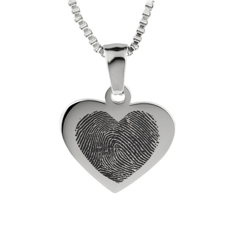 Sterling Silver Fingerprint Cascade Heart Pendant Sterling silver cascade heart pendant with fingerprint engraving