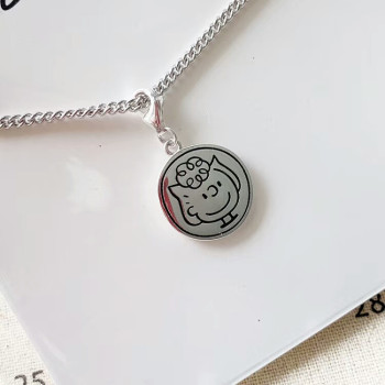 Sterling Silver Custom Cartoon Character Engraved Pendant Necklace Sterling Silver Custom Cartoon Character Engraved Pendant Necklace