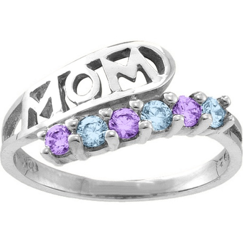 Cherish MOM Cut-out 2-6 Stones Ring Cherish MOM cut-out ring with round gemstones