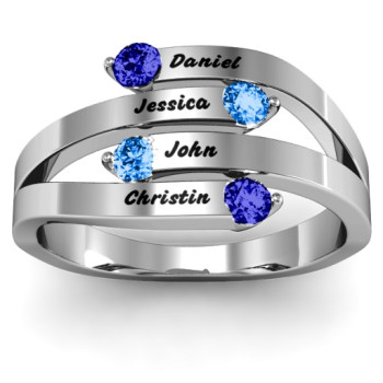 Connection Interwoven Stones Ring