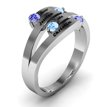 Connection Interwoven Stones Ring