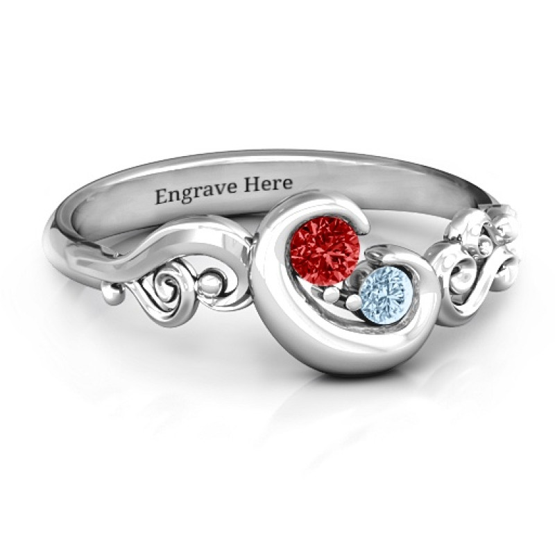 Cradle of Love Ring Cradle of Love Ring with two stones in an open cradle and scroll shoulders